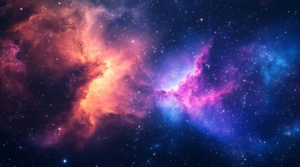 Beautiful colorful nebula in space, background with stars and galaxies.