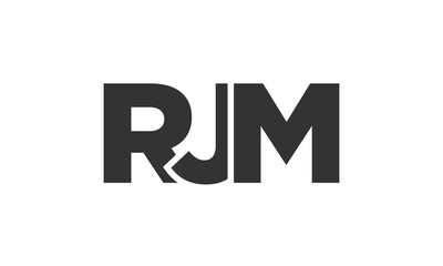 RJM logo design template with strong and modern bold text. Initial based vector logotype featuring simple and minimal typography. Trendy company identity.
