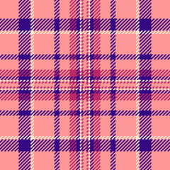 Fuzzy fabric vector texture, party pattern check textile. Tiny plaid seamless background tartan in red and violet colors.