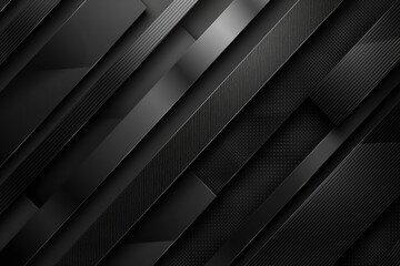 Obraz premium Modern Vector Abstract of Black Carbon Fiber Background with Diagonal and Geometric Shapes, Ideal for Covers or Banners in Dark Grey Texture