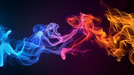 Fototapeta premium Colorful smoke trails intertwining and forming abstract shapes in mid-air