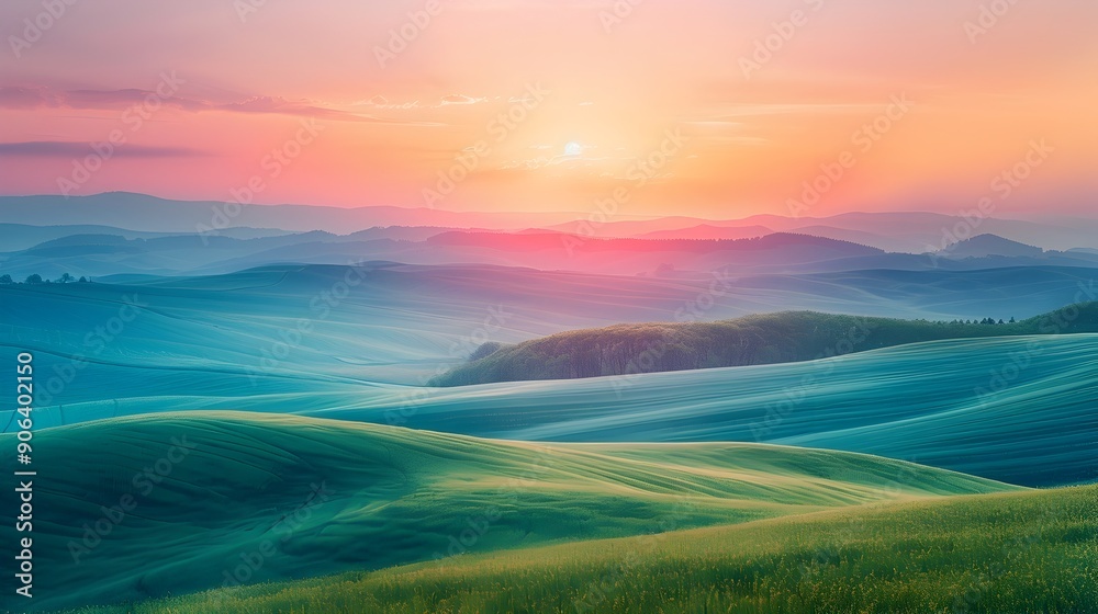 Canvas Prints Serene Sunrise Over Lush Rolling Hills Symbolizing New Beginnings and Fresh Opportunities