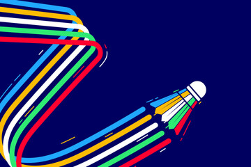 Colorful badminton shuttlecock background with copy space for text. Perfect for sports related designs, olympic games, advertising