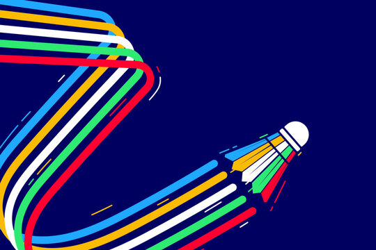 Colorful badminton shuttlecock background with copy space for text. Perfect for sports related designs, olympic games, advertising