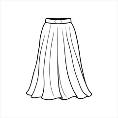 A flowy maxi skirt to color line art vector