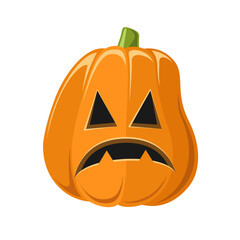 Jack O Lantern, Cute Classic Halloween Pumpkin Flat Vector Illustration