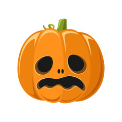 Jack O Lantern, Cute Classic Halloween Pumpkin Flat Vector Illustration