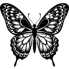 Silhouette of butterfly, butterfly black vector icon