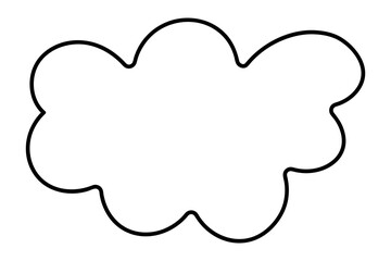 Curly cloud. Sketch. Vector illustration. Outline on isolated white background. Celestial object. Plump cloud. Doodle style. Coloring book for children. Idea for web design.