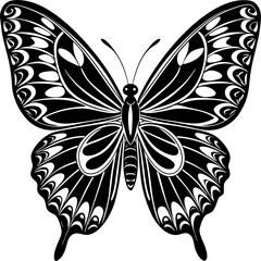 Silhouette of butterfly, butterfly black vector icon