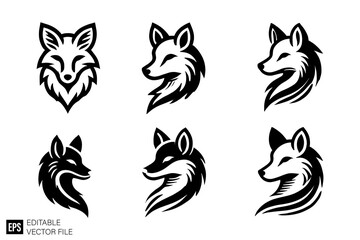Obraz premium fox head vector graphic design black and white clip art silhouette