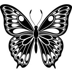 Silhouette of butterfly, butterfly black vector icon