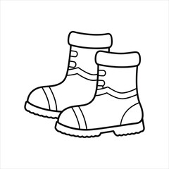 a pair of snow boots line art vector