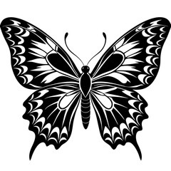 Silhouette of butterfly, butterfly black vector icon