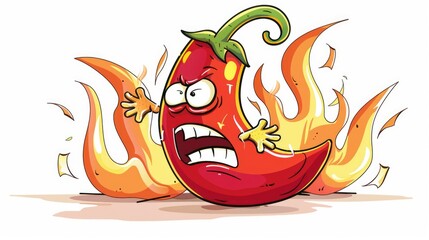 3d cartoon red chili with angry face