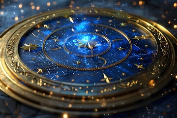 Enchanting Celestial Compass with Stars and Cosmic Glow