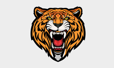 Tiger Face Illustration | Fierce Wild Animal Art | Vector Design