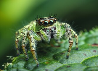 Naklejka premium Green Jumping Spider