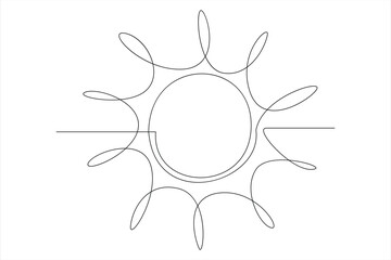 Continuous one line drawing sun art Summer sun contour line sign line art illustration
