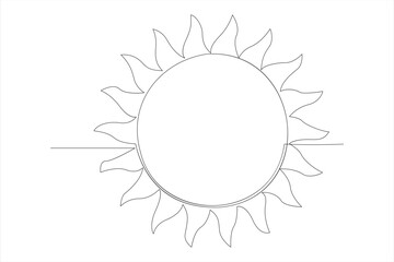 Continuous one line drawing sun art Summer sun contour line sign line art illustration
