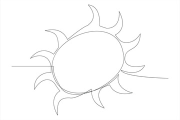 Continuous one line drawing sun art Summer sun contour line sign line art illustration

