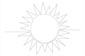 Continuous one line drawing sun art Summer sun contour line sign line art illustration

