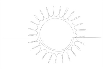 Continuous one line drawing sun art Summer sun contour line sign line art illustration
