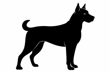 Dog silhouette. Vector silhouette of dog on white background. black dog isolated on white background. cutout dog. hand drawn design. vector illustration.