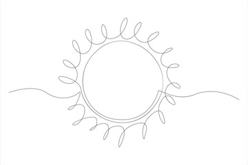 Continuous one line drawing sun art Summer sun contour line sign line art illustration
