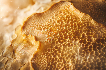 Close-up of golden mushrooms, macro. Beautiful light.