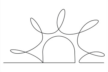 Continuous one line drawing sun art Summer sun contour line sign line art illustration
