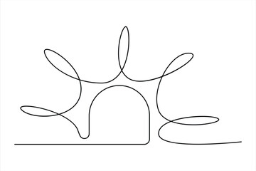 Continuous one line drawing sun art Summer sun contour line sign line art illustration

