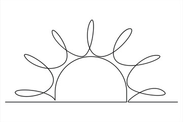 Continuous one line drawing sun art Summer sun contour line sign line art illustration

