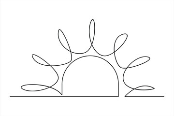 Continuous one line drawing sun art Summer sun contour line sign line art illustration
