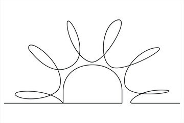 Continuous one line drawing sun art Summer sun contour line sign line art illustration
