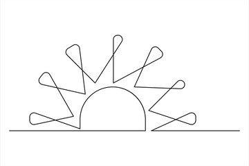 Continuous one line drawing sun art Summer sun contour line sign line art illustration
