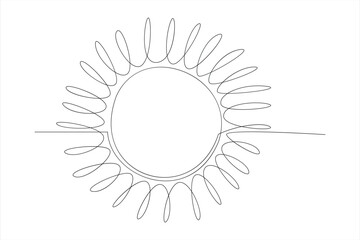 Continuous one line drawing sun art Summer sun contour line sign line art illustration