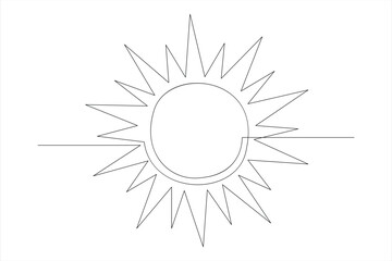 Continuous one line drawing sun art Summer sun contour line sign line art illustration