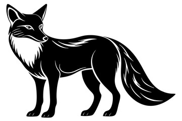 Fox silhouette isolated vector of wild animals