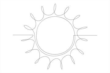 Continuous one line drawing sun art Summer sun contour line sign line art illustration