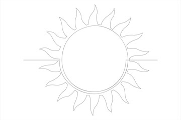 Continuous one line drawing sun art Summer sun contour line sign line art illustration