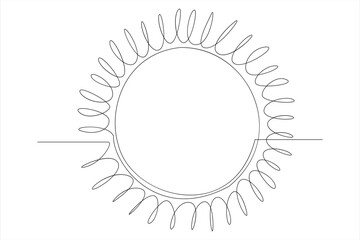 Continuous one line drawing sun art Summer sun contour line sign line art illustration