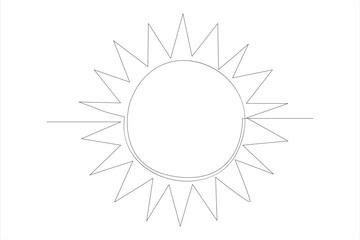 Continuous one line drawing sun art Summer sun contour line sign line art illustration