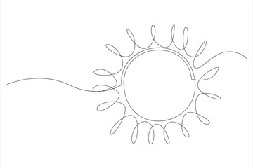 Continuous one line drawing sun art Summer sun contour line sign line art illustration