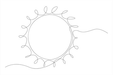 Continuous one line drawing sun art Summer sun contour line sign line art illustration