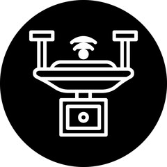 Camera drone Vector Line White Circle Black