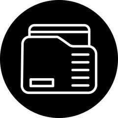 Folder Vector Line White Circle Black
