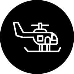 Helicopter Vector Line White Circle Black