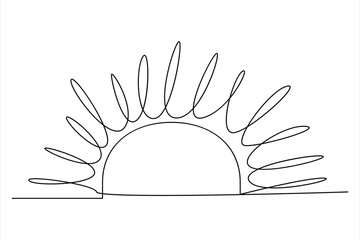 Continuous one line drawing sun art Summer sun contour line sign line art illustration