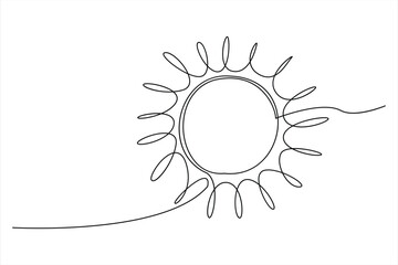 Continuous one line drawing sun art Summer sun contour line sign line art illustration